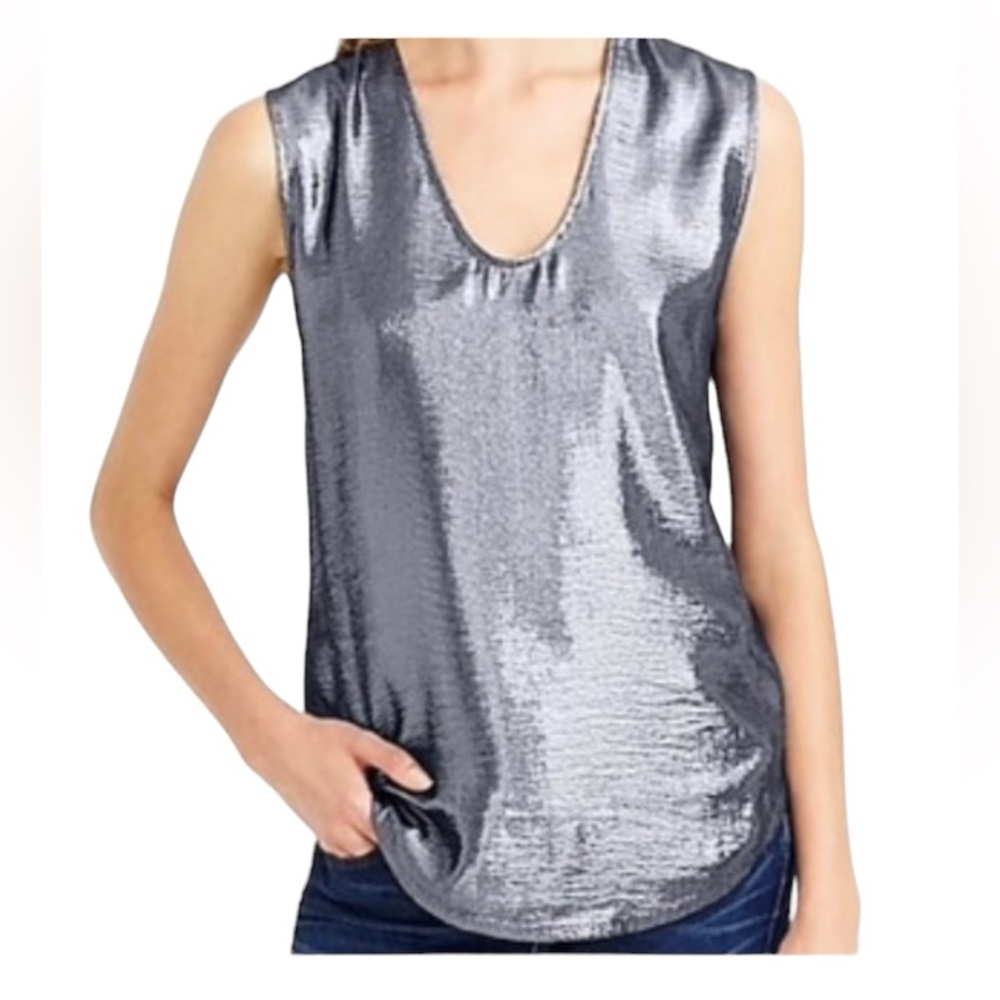 J. CREW Women’s Navy Blue Metallic Silver Front Tank Top  Size: Small